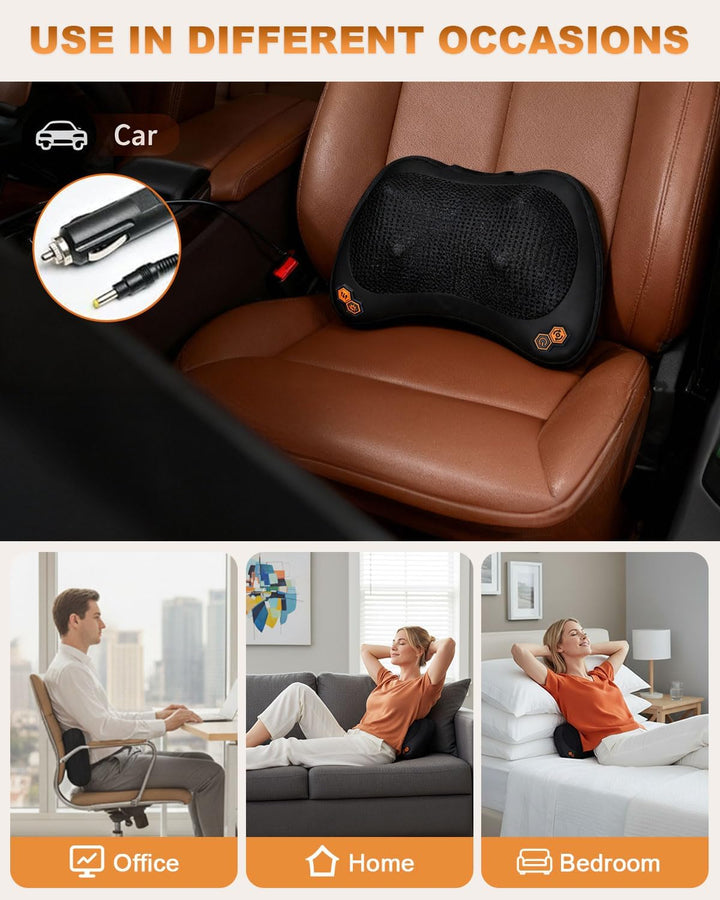 Back Massager, Neck Massage Pillow, Deep Tissue 4D Kneading Shiatsu Massage, Massagers for Back and Neck, Shoulder, Legs, Optional Heat Function, 15-Minute Auto Timer Gifts for Men, Women