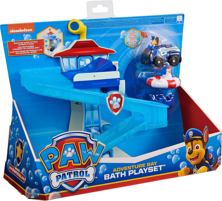 Adventure Bay Bath Playset with Light-Up Chase Vehicle, Bath Toy for Kids Aged 3 and Up