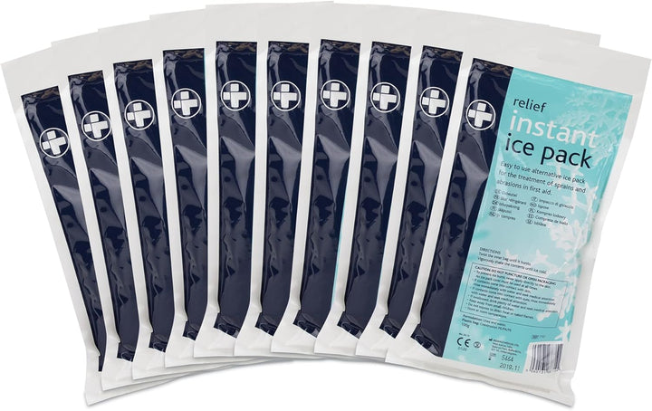 200G Relief Instant Ice Pack - Disposable Cold Therapy Ice Packs, Instant Pain Relief for Back, Neck, Ankle, Sprains, Abrasions, Headaches and Toothache (Pack of 10)