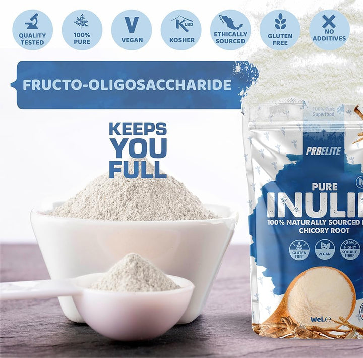 Pure Inulin Powder Prebiotic Soluble Fibre Powder - Vegan, GMO Free, Gluten Free Made in EU from Natural Chicory Root Fructo Oligosaccharide FOC Powder by  (250G)