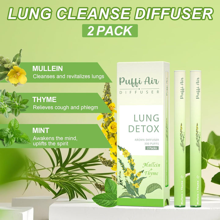 Herbal Diffuser Pen with Natural Mullein, Leaf Aromatherapy Inhaler, Nicotine Free Lung Cleanser, Herbal Mullein Diffuser, 300 Uses per Stick (600Uses）