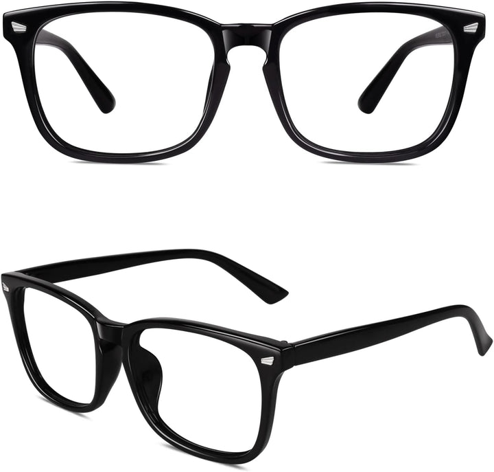 CN81 Fake Glasses Women Men Large Oversized Clear Lens Horn Rimmed Glasses 100% UV400 Protection