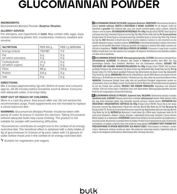 Glucomannan Powder, Konjac, 500 G