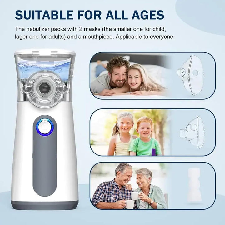 Portable Nebuliser Machine for Adults and Kids Rechargeable Mesh Nebulizer with LED Display 3 Modes Quiet Steam Inhaler Inhalator for Breathing Home and Travel Use