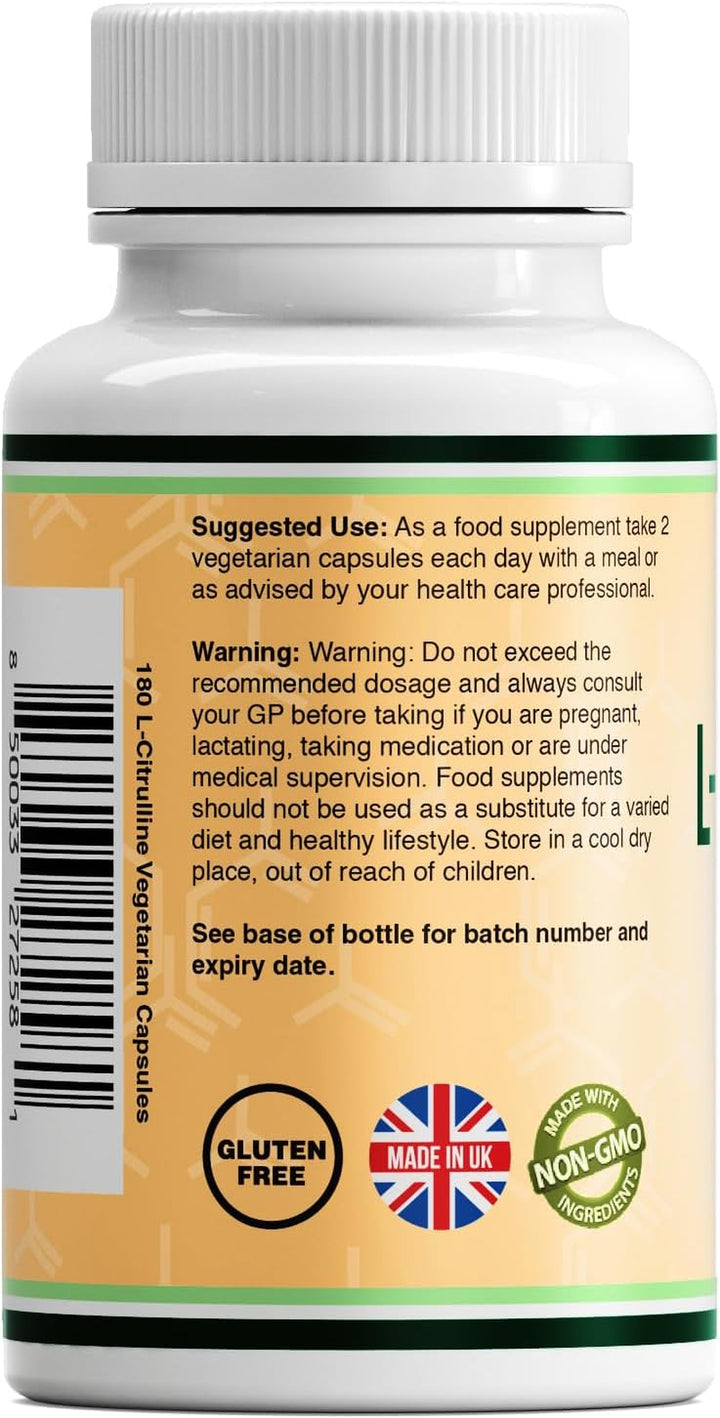 Double Wood L Citrulline | 180 L-Citrulline Capsules - 1200Mg L Citrulline per Serving | 90 Servings | Nitric Oxide Supplement | Promotes Cardiovascular and Muscle Health | Non-Gmo | UK Manufactured