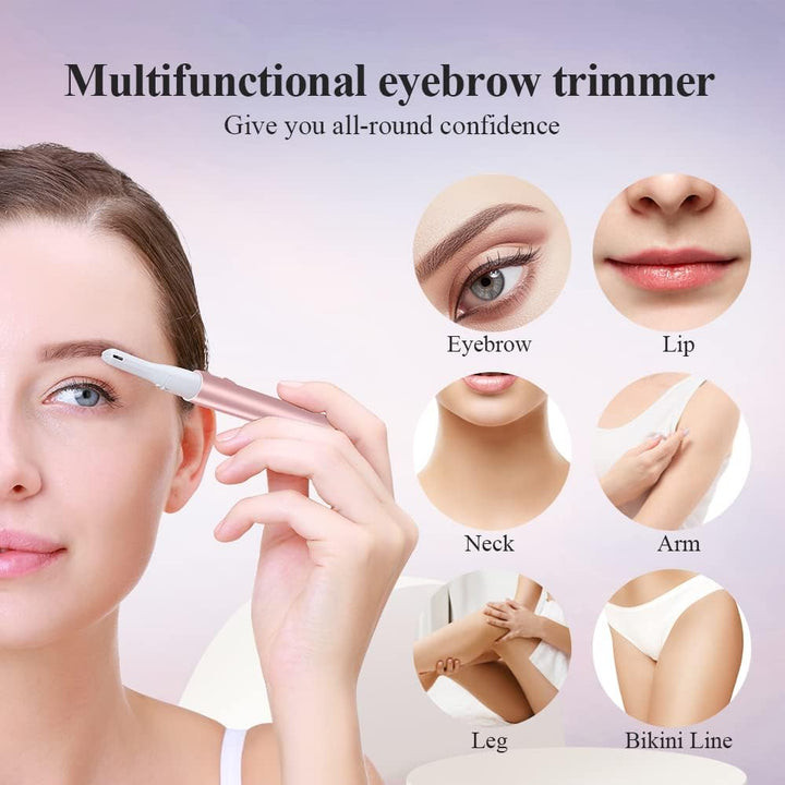 Electric Eyebrow Trimmer, Eyebrow Hair Remover, Painless Facial Hair Trimmer for Women, Portable Ladies Shaver AG-1658 (Pink)