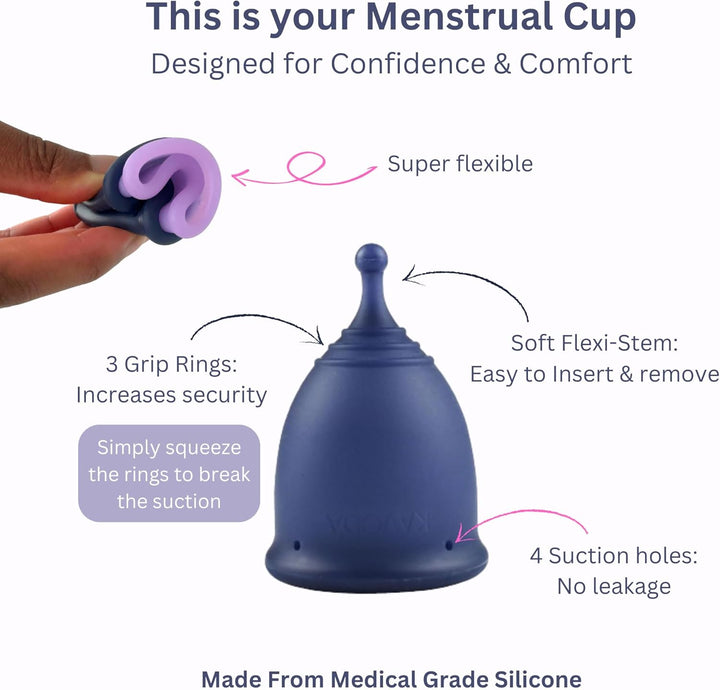 Menstrual Cups with Sterilising Cup & Gel Wash - Reusable, Easy to Use, Pack of 2 in Small & Large Size