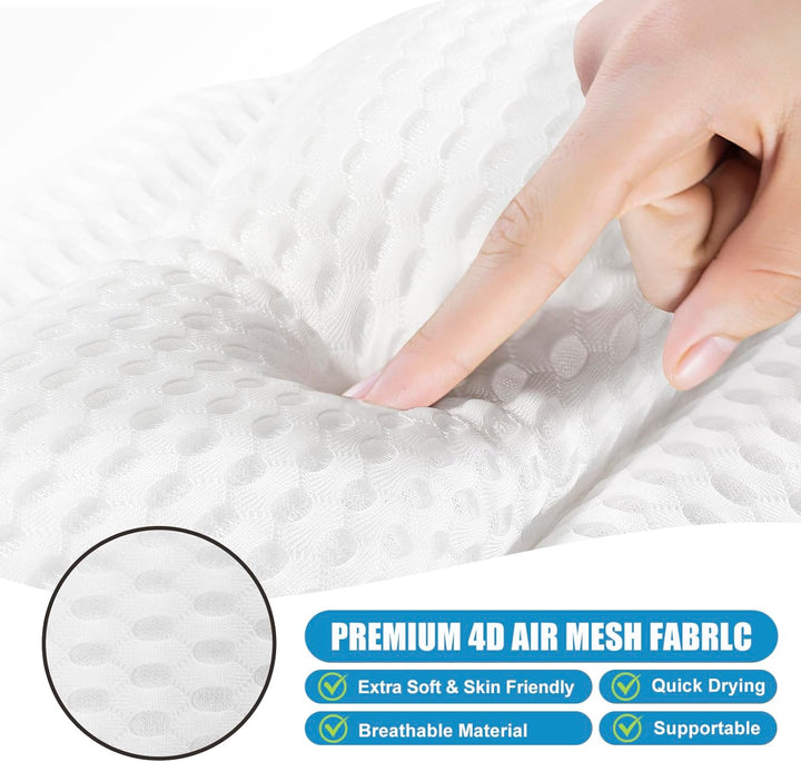 Bath Pillow - Non-Slip Luxury Head/Neck Support, 4D Air Mesh & 6 Suction Cups, Soft Bathtub Cushion Spa Gift (Butterfly White)