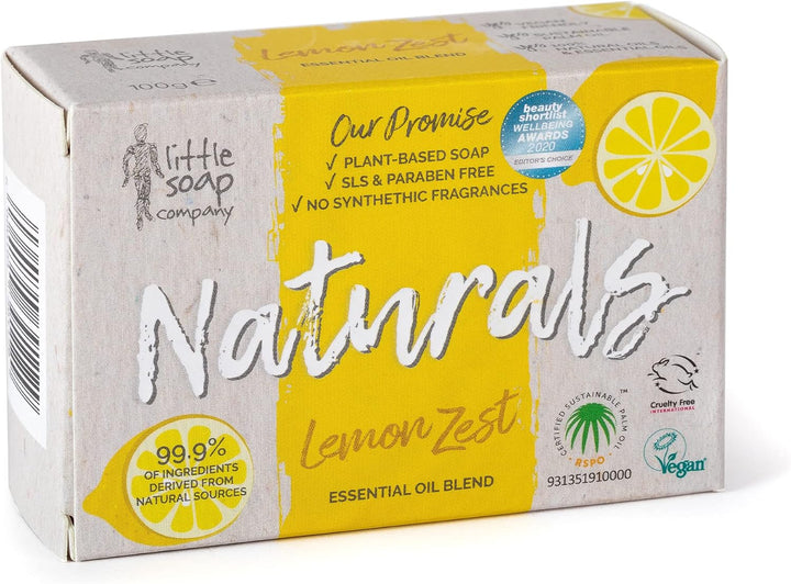 Naturals Range - Bar Soap | Vegan, Cruelty Free, No SLS or Parabens, Refreshing Cleansing Soap Bar, Natural Eco Friendly Body & Hand Soap, 100G (Lemon Zest)