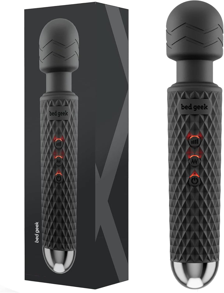 Handheld Wireless Personal Wand Massager – Waterproof, USB Rechargeable, 20 Vibration Patterns, 8 Speeds, Memory Feature, Skin-Soft Silicone for Ultimate Relaxation Massage Wand (Purple)