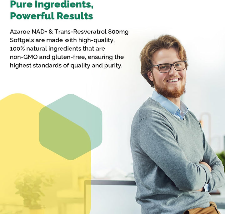Liposomal NAD+ & Trans-Resveratrol 800Mg Softgels, High Absorption, Actual NAD+ Supplement for Cellular Repair, 60 Softgels (60 Count (Pack of 1))