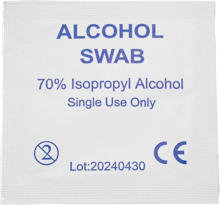 Alcohol Swabs 100 Pack, for Use as Single Use Pre Injection & Weight Loss Injection Wipes, Wound Cleaning, Surface Sterilisation & Medical Use. 70% Isopropyl Alcohol.