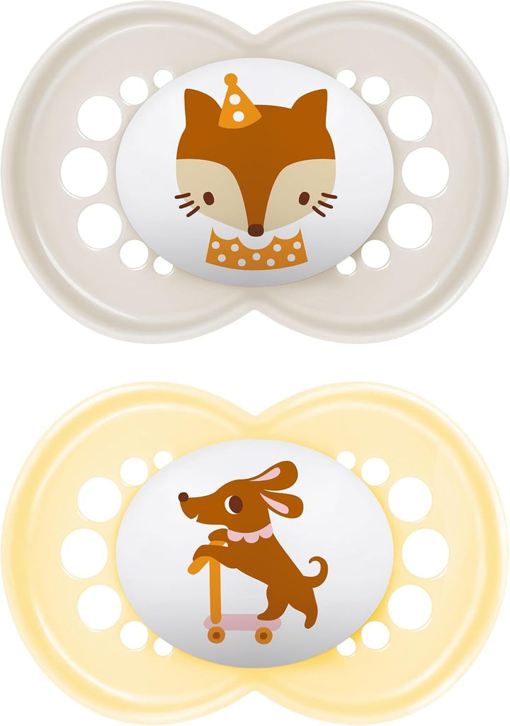 Original Soothers | 6 plus Months | 2 Pack | Comes in Dummy Steriliser Case | Sustainable Materials | Baby Accessories | Blue (Various Designs)