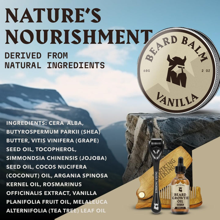 Beard Balm for Men - 60 G, Light Hold, Vanilla Scent - Leave-In Beard Conditioner with Shea Butter & Tea Tree Oil - Softener for Hydration & Styling