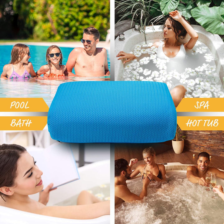 Hot Tub Booster Seat, 15 X 12 X 5 Inches - Hot Tub Pillow with Non-Slip Micro Dot Bottom and 6 Weighted Sections - Quick Dry Bath Accessories for Indoor or Outdoor Spa