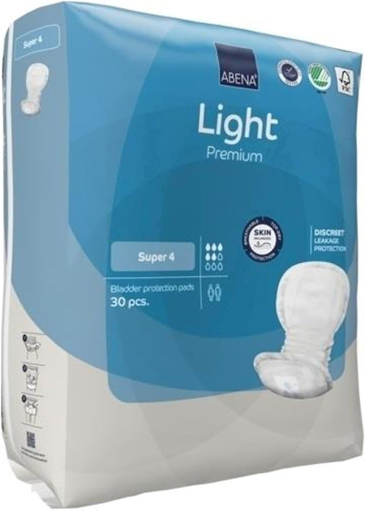 Light Incontinence Pads, Eco-Labelled Women'S Pads Adults, Breathable and Comfortable with Fast Absorption and Protection, Light Maxi 4, White, 850 Ml, 30 PK