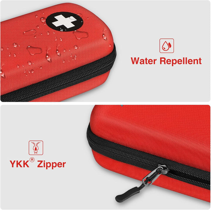 Epipen Medical Carrying Case, Hard Shell EVA Shock Absorption Travel Medication Organizer Bag Emergency Medical Pouch Holds 2 Epipens, Asthma Inhaler, Auvi-Q, Allergy Supplies, (*Red)