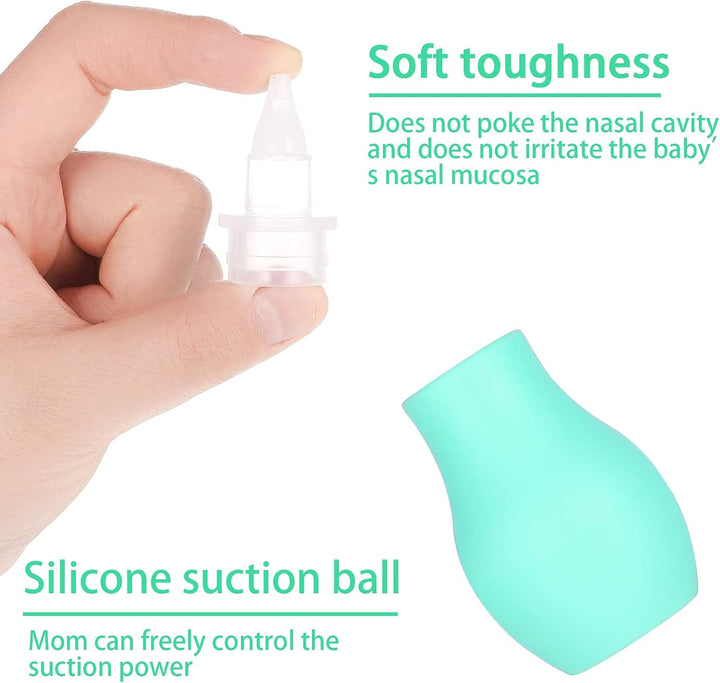2 Packs Baby Nasal Aspirator, Baby Nose Sucker Nose Cleaner Babys Nasal Cleaner Mucus Removal for Newborns(Blue+Green)