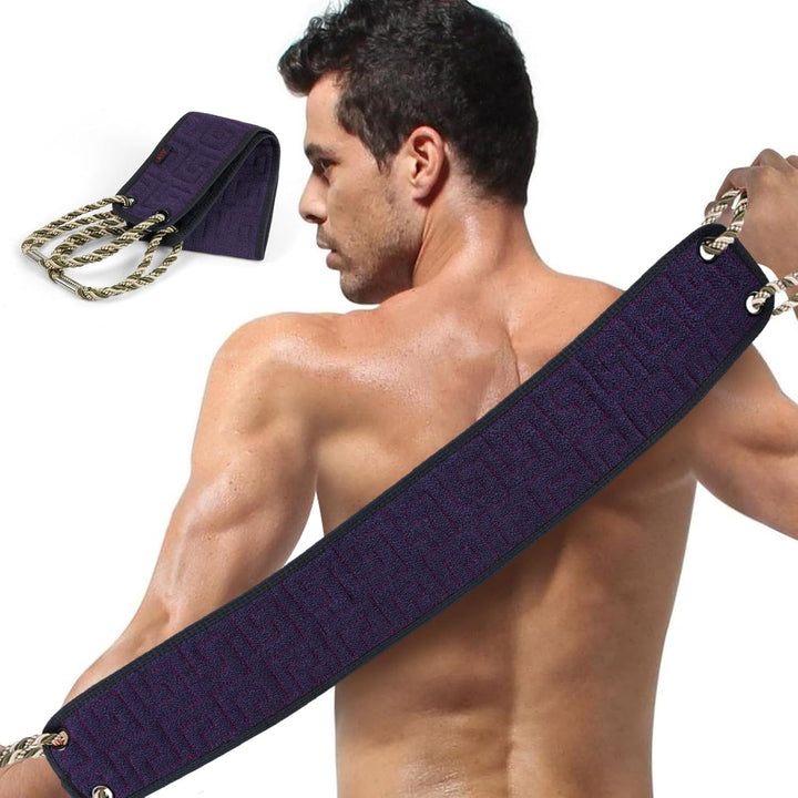 Exfoliating Back Scrubber for Shower, 37 Inches Back Washer with Handles, Soft Shower Bath Scrub for Women and Men, Double-Side Use Exfoliate Washcloth Bath Tool to Scrub Your Body Deeply