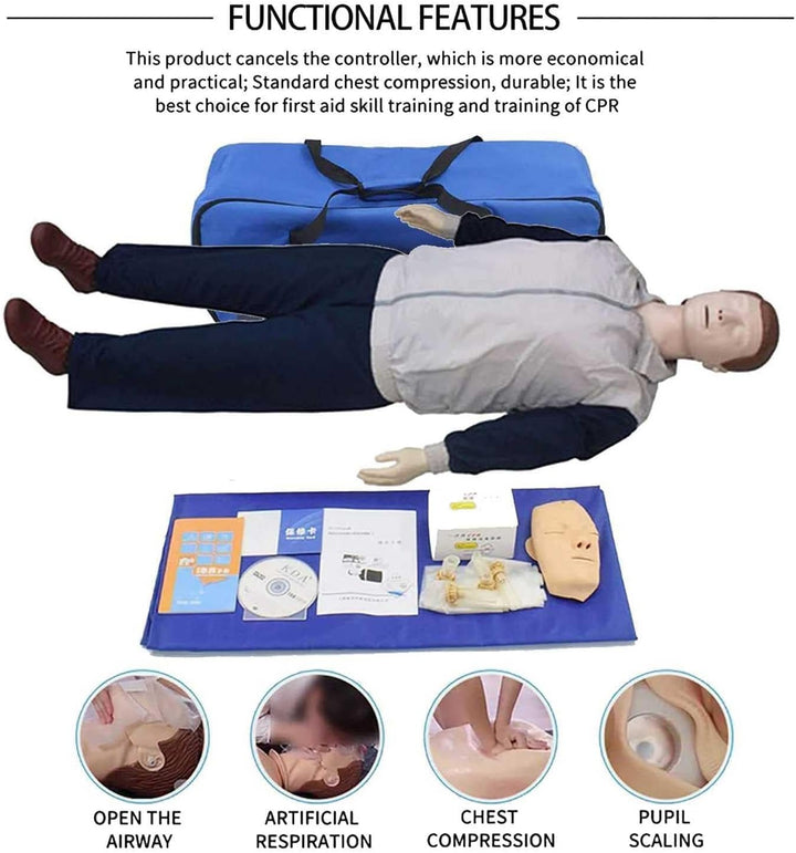 Life Size Full Body Adult CPR Training Manikin, Cardiopulmonary Resuscitation Simulator First Aid Training Medical Model for Patient Education and Teaching