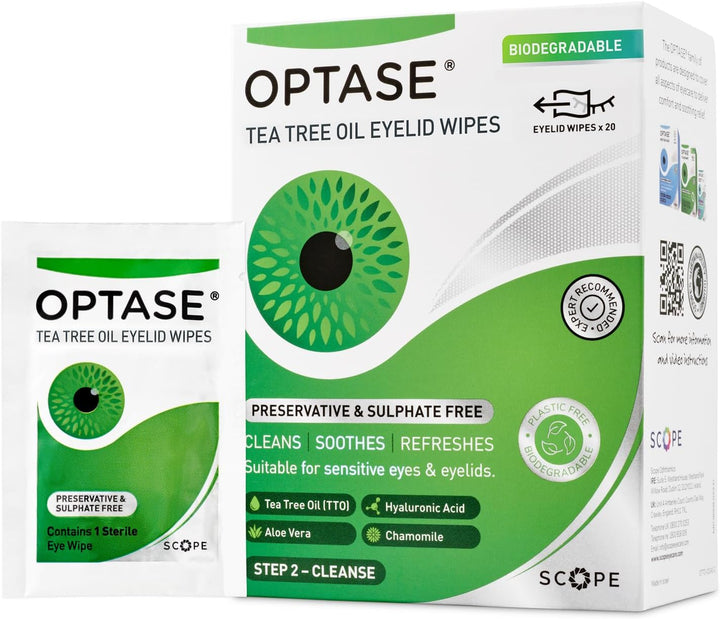 Tea Tree Oil Eyelid Cleansing Wipes - Daily Hygiene & Relief from Blepharitis, Tired and Dry Eyes - 3X20 Pack