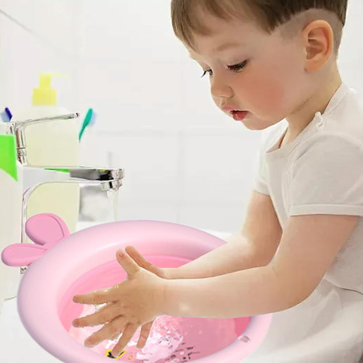 Foldable Baby Wash Basin - Flap Washbowl | Cartoon Folding Foot Basin Tubs, Portable anti Slip Babies - Wash Tub for Butt Feet Easy Shower Travel Outdoor