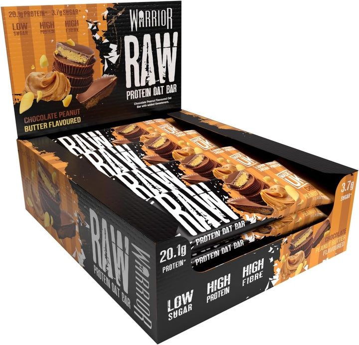 Raw Protein Bars – 12 X 75G High Protein Snack – High Fibre, Low Sugar – Ideal Meal Replacement or Healthy Nutrition Energy Snacks - Oat Bar Flapjacks – UK Made (Chocolate Brownie)