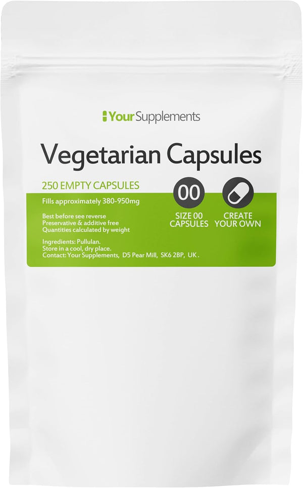 - Size 00 Empty Vegetarian Capsules (250 Pack)