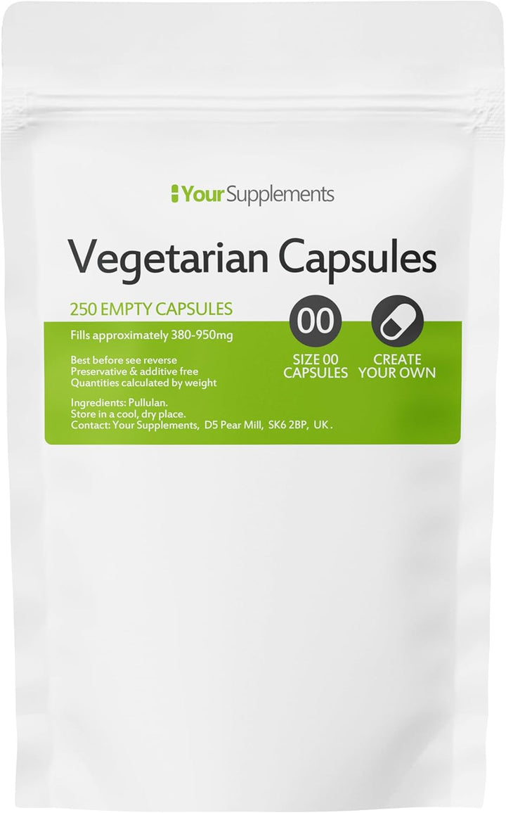 - Size 00 Empty Vegetarian Capsules (250 Pack)
