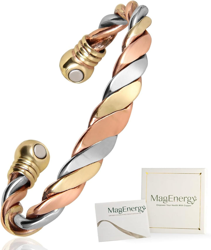 Copper Magnetic Bracelet for Women, 99.99% Pure Copper Cuff Bangle with 3500 Gauss Magnets, Adjustable Brazaletes with Jewelry Box