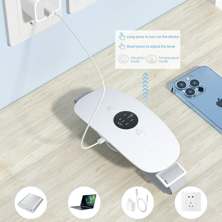 Rechargeable Heat Pad with 3 Heating & Vibration Modes - Period Pain Relief for Back & Stomach - Portable Heating Pad Gift for Women