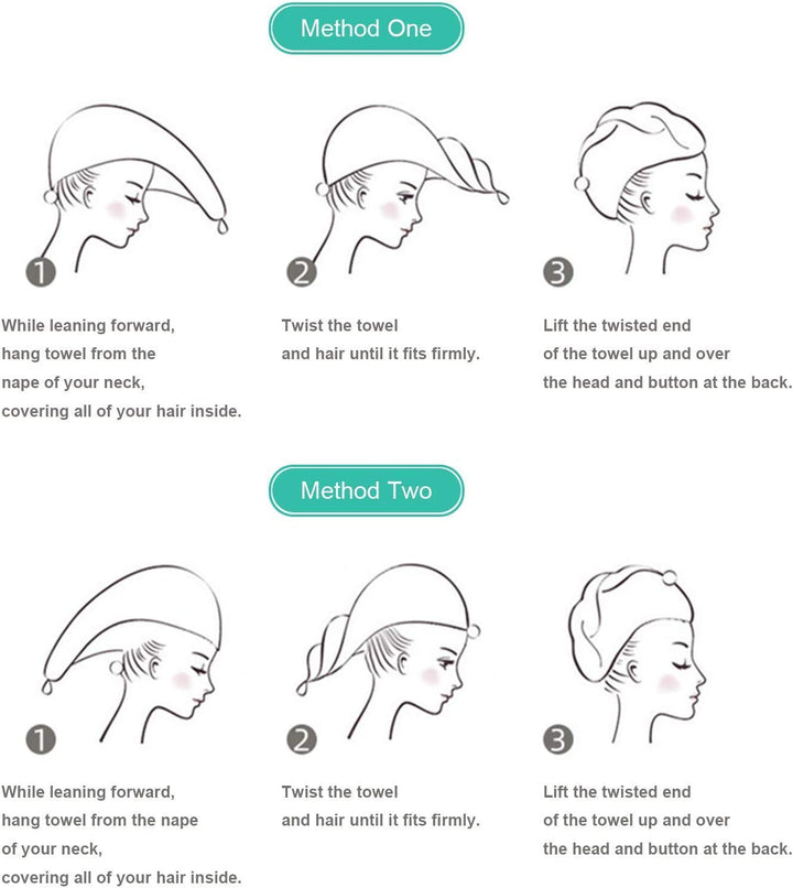 Microfibre Hair Towel Wrap, 3 Pack Hair Turban Towel 65X25 Cm, Soft and anti Frizz Head Towel, Super Absorbent Quick Drying Curly Hair Towel for Women Girl Wet Long Thick Hair