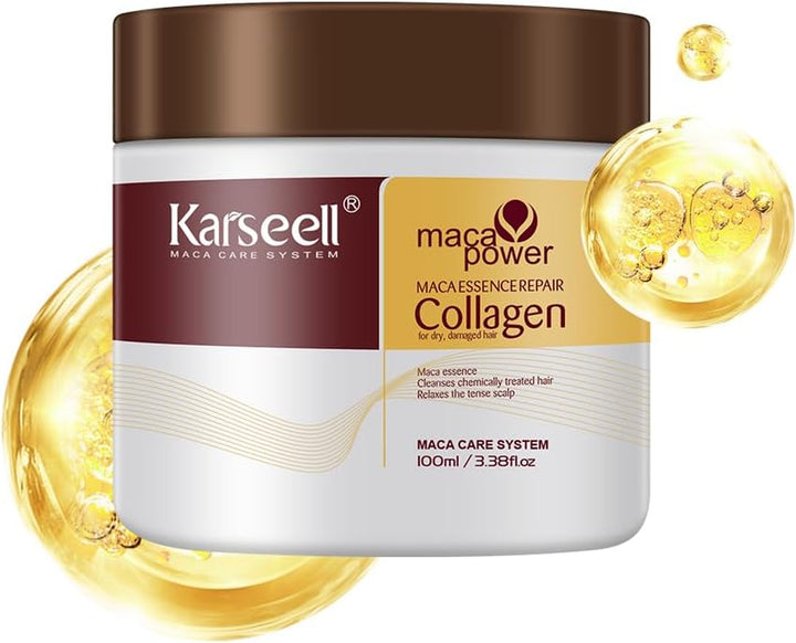 Collagen Hair Mask Maca Power, Deep Repair Hair Treatment Mask for Dry Damaged Hair All Hair Types, 500Ml