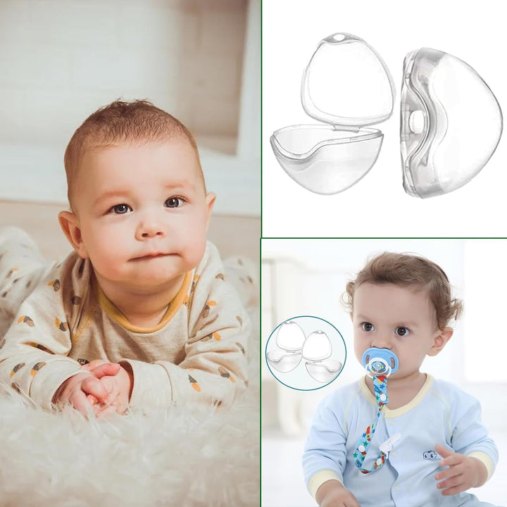 6 Pack Baby Pacifier Cases - Clear - for Travel and Home