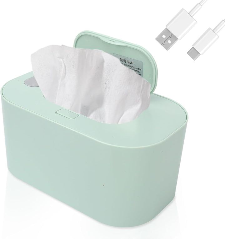 Portable Wet Wipes Heater, Thermostat Large Capacity Baby Wet Wipes Dispenser Household Wet Wipe Diaper Wamer for Car Home Baby Nursery (White)