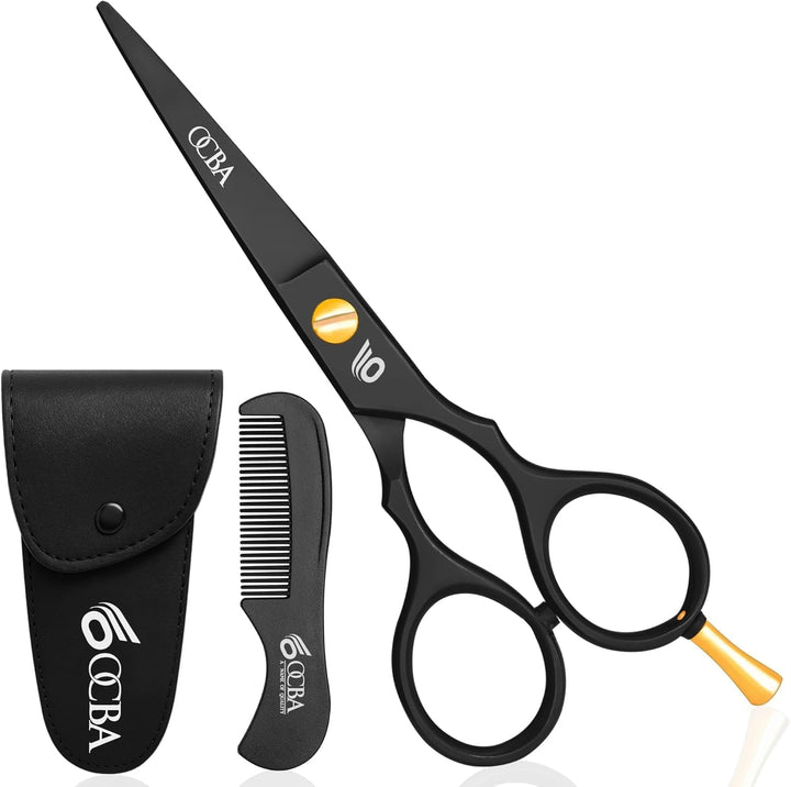 Beard Scissor Professional Moustache Scissors Ear and Nose Hair Trimming Scissors Stainless Steel, Safety Use for Eyebrows