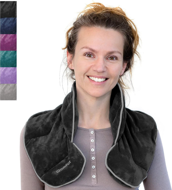 Wheat Bags Microwavable Neck and Shoulder (1.5Kg) - Heavy Lavender Heat Pads for Neck, Shoulder, Back Pain, Period Pain, and Stress Relief - Durable, Soothing Microwave Heat Pad (Dark Grey)