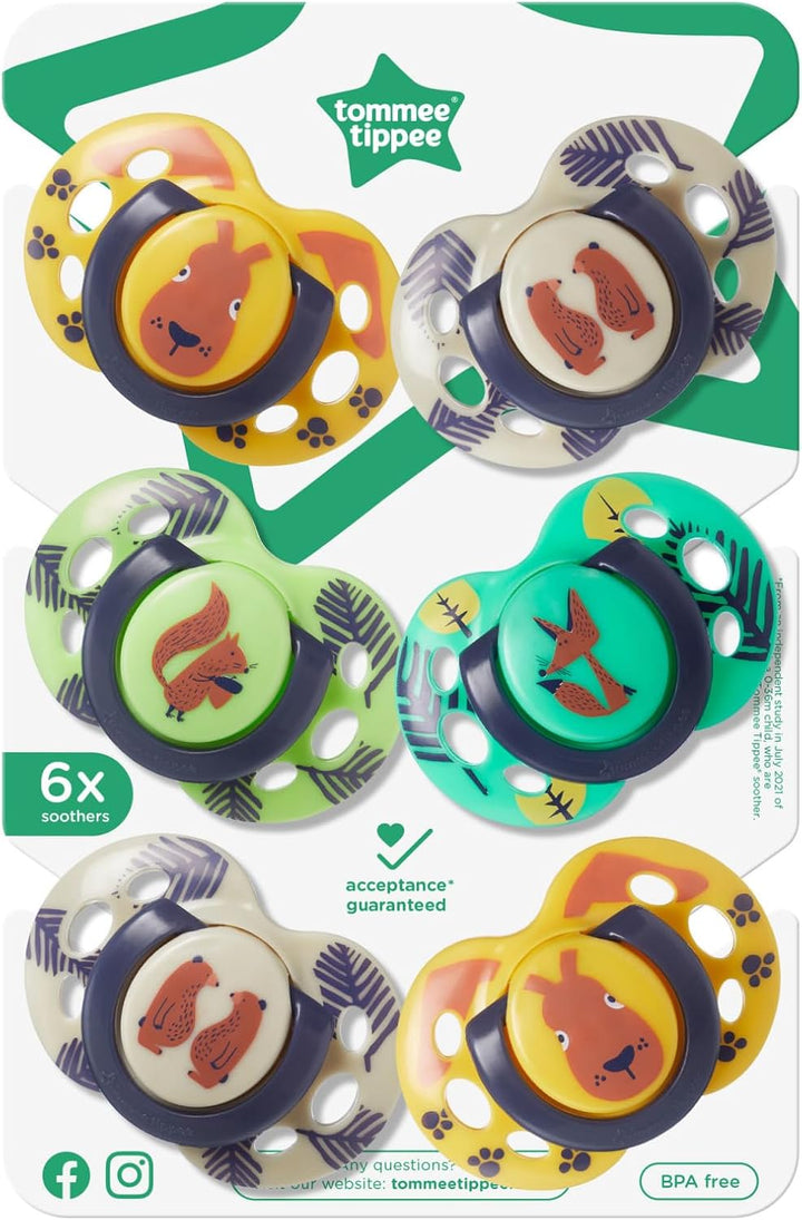 Fun Soothers, 18-36M, 6 Pack, Symmetrical Silicone Teat, Orthodontic Design, Bpa-Free Dummy, Breathable Air Holes