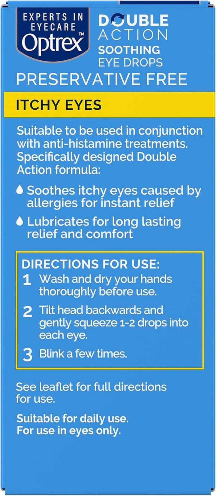 Itchy Eyes, Double Action Soothing Eye Drops, 10Ml, Soothes & Protects, Cools and Relieves, Gets to Work Instantly, on the Go Relief