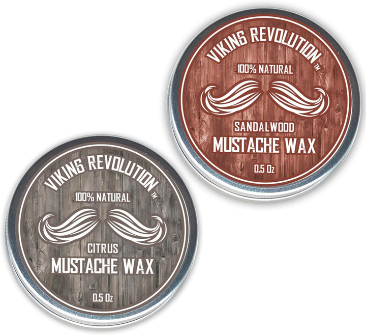Mustache Wax 2 Pack - Beard Wax & Moustache Wax for Men - Strong Hold Helps Train Tame & Style - Mustache Wax Men (Citrus & Sandalwood, 2 Pack)