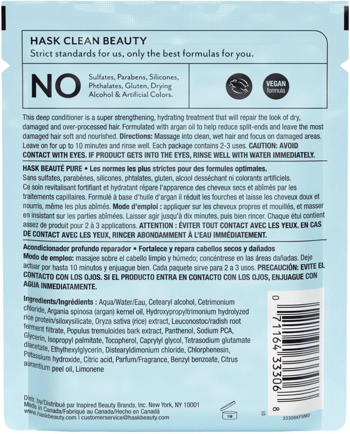 Argan Oil Deep Conditioner Treatment for All Hair Types, Colour Safe, Gluten Free, Sulfate Free, Paraben Free - 1 50Ml Packette