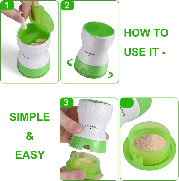 Pill Crusher Grinder - Crushes Small or Large Pills Tablets Vitamins to Fine Powder - for Family Kids Pets