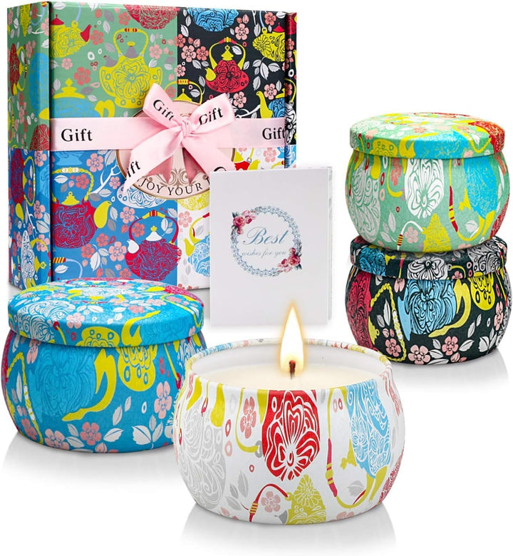 Candles-Scented Candles Gifts for Women,9 Pack Soy Wax Candle Set for Female Friend-Long Burning Aromatherapy Tin Candles for Birthday,Mother,Eid,Anniversary