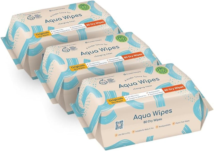 NEW Dry Face Wipes by  - Biodegradable, Plastic Free Dry Towel Wipe. Makeup Remover Disposable Towels – Textured Cotton-Soft Face Cloths. Kind to Skin & Baby - 80 Wipes per Pack (1 Pack)