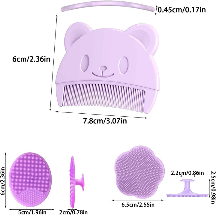 3 Pcs Baby Brush, Baby Hair Brush, Silicone Baby Comb with Oval Shampoo Brush and Flower Shampoo Brush for Newborns, Infants