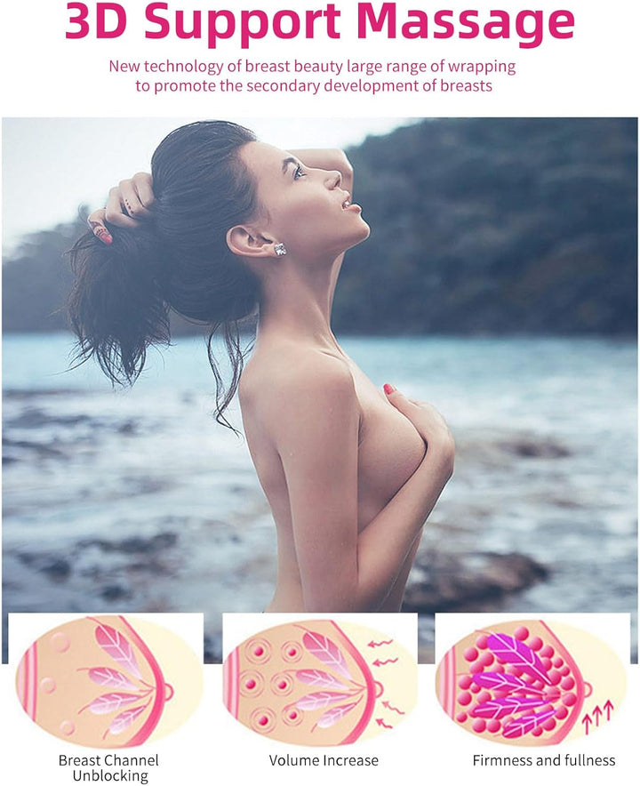 Electric Breast Massagers, Breast Enhancer Massager Bra, USB Wireless Bust Lift Massager, Portable Breast Enlargement with Hot Compress & 3 Gear Massage for Shaping Chest Anti-Sagging (Grey)