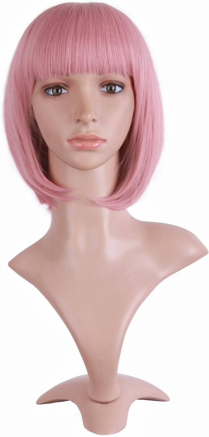 Natural Short Straight New Wigs Flat Bangs Wigs-Black-Ladies
