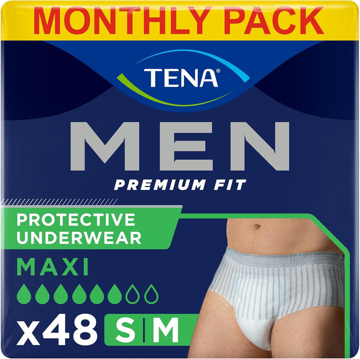 Men Absorbent Protector Incontinence Pads, Level 2, 60 Incontinence Pads (10 X 6 Packs) for Men of All Ages, Cup-Shaped for Medium Bladder Weakness, Urine Leakage and Drips