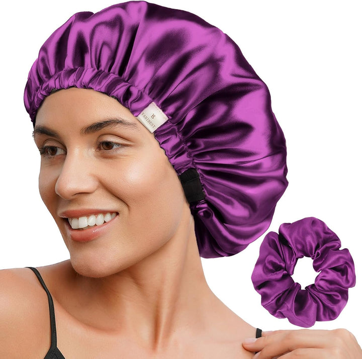 Double Layer Satin Bonnet Silk Bonnet for Sleeping Adjustable Hair Bonnet for Women Curly Natural Hair