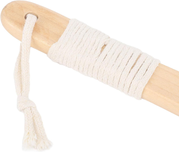 Long Handle Back Loofah Scrubber and Shower Brush with Loofah Bristle - Soft Exfoliator for Full Body Cleaning, Non-Slip Wood Handle, Ideal for Wet or Dry Use